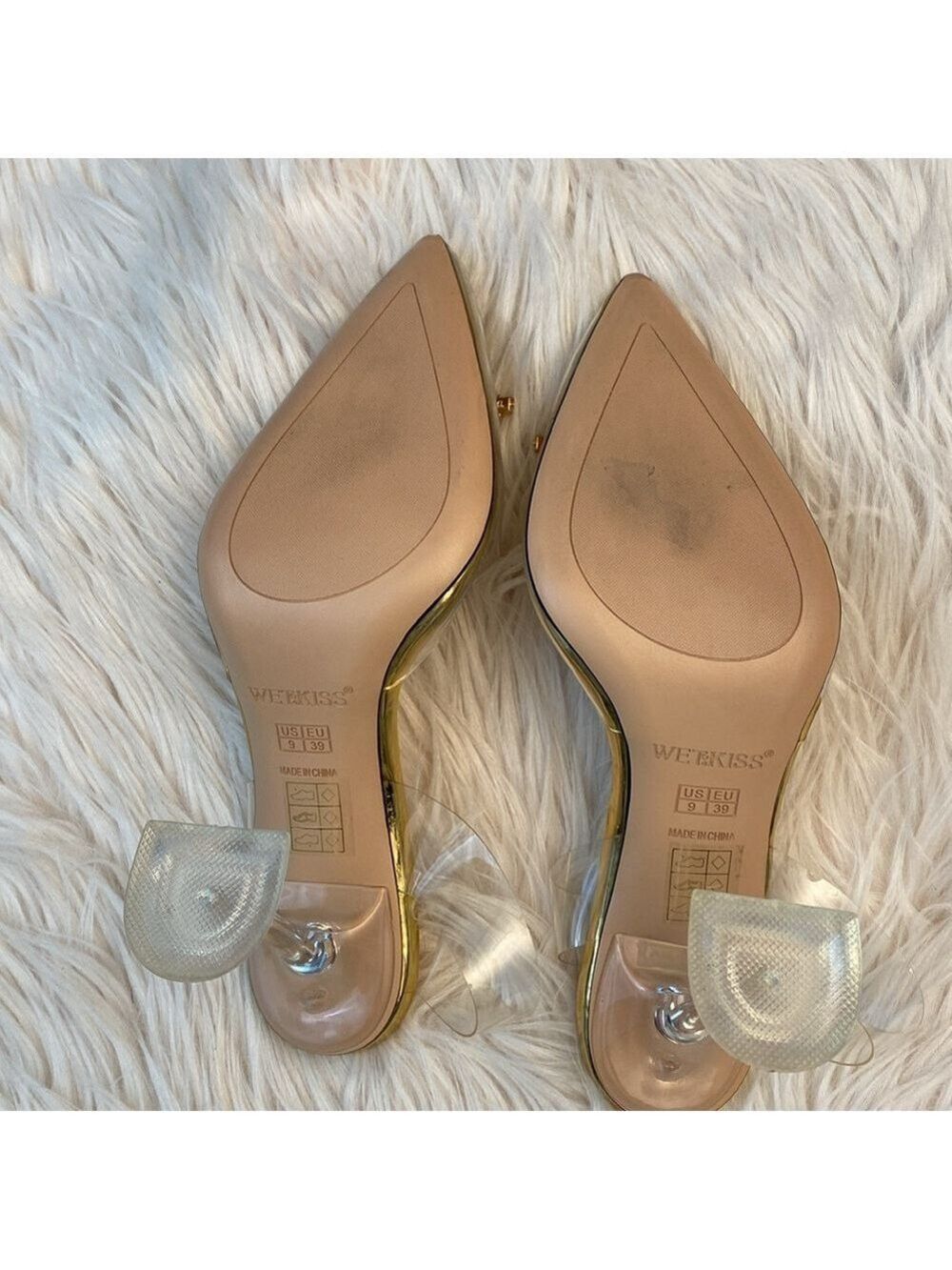Wetkiss Clear and Gold Slingback Heels, Size 9 - Picture 12 of 17
